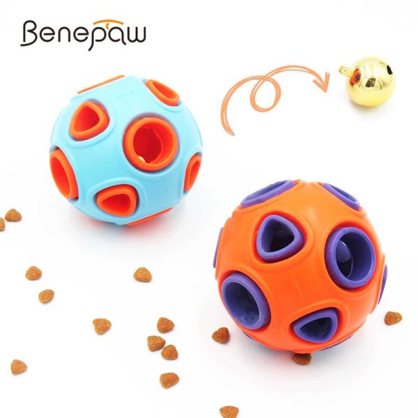 Brinquedos benepaw giggle bounce dispensador de comida bola para cães mastigar borracha seguro durável interativo brinquedos para animais de estimação sino jogos limpeza dos dentes