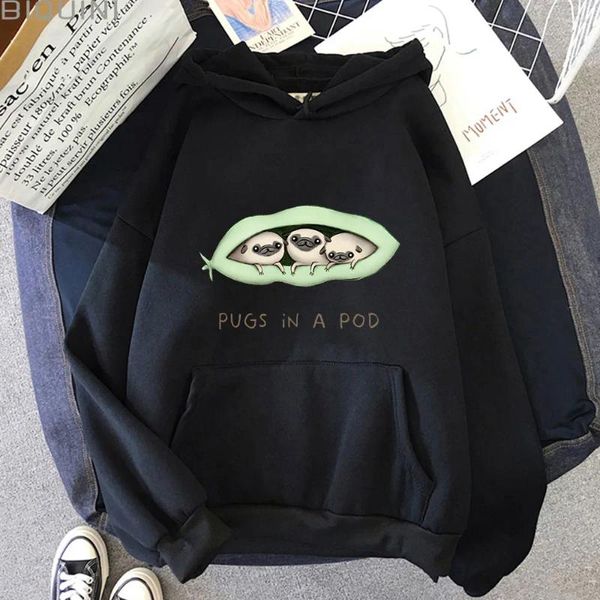 Kadın Hoodies Pug Köpek Sweatshirt Erkekler/Kadınlar Sonbahar Polar Giysileri Karikatür Sevimli Evcil Hayvan Grafik Hoodie Yüksek Kalite Hafif Strech Sweatwear