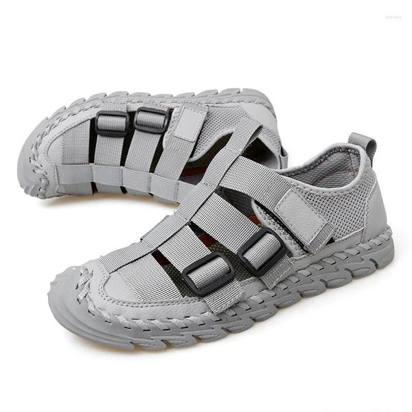 Sandalen Hohe Qualität 2024 Weiche Bequeme rutschfeste gewebte Strand Männer Gladiator Sommer Casual Flache Schuhe