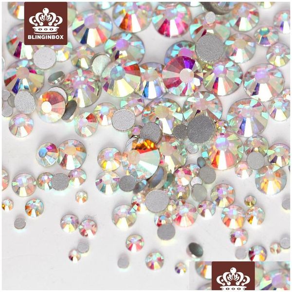 Decorações de arte de unhas misturam tamanhos 1000pcs Ss3-Ss10 cristal claro ab não hix flatback strass rhinestoens para decoração gem h0248 d dht6u