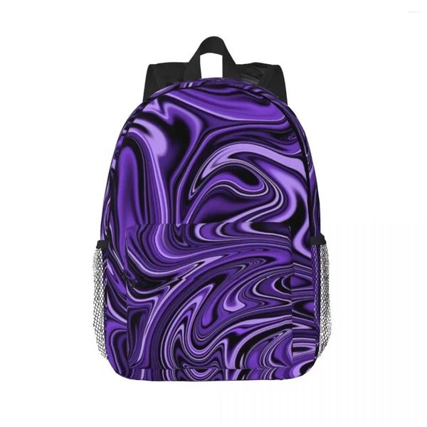 Mochila groovy roxo mármore líquido redemoinhos mochilas meninos meninas bookbag moda crianças sacos de escola portátil mochila bolsa de ombro