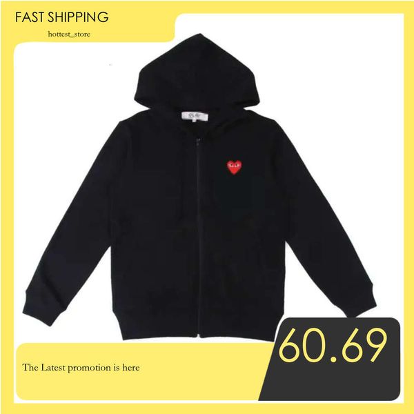 Commes Hoodie Erkek Hoodies Sweatshirts Tasarımcı CDGS Hoodie Com Des Garcons Sweatshirt CDG Kırmızı Kalp Zip Up Hoodie Brand Lacivert Boyutu XL Hoodie 3469 423