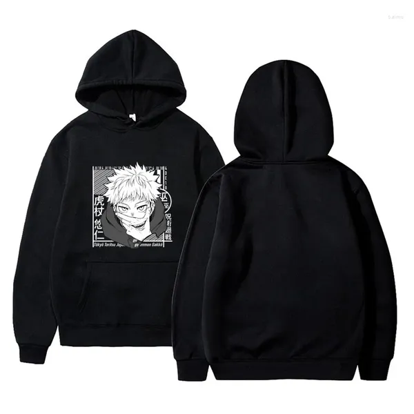 Hoodies masculinos manga jujutsu kaisen itori yuji harajuku esporte meia manga kolar hoodie masculino fino ajuste besar estilo verão curto