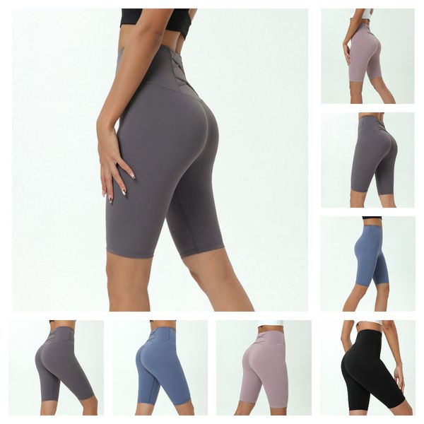 leggings aloyoga corti da donna attivi Aloyoga Mujeres Pantaloni da yoga da donna Vita alta Sport Abbigliamento da palestra Leggings Elastic Fitness Lady Pantaloni sportivi da esterno tessuto in lycra