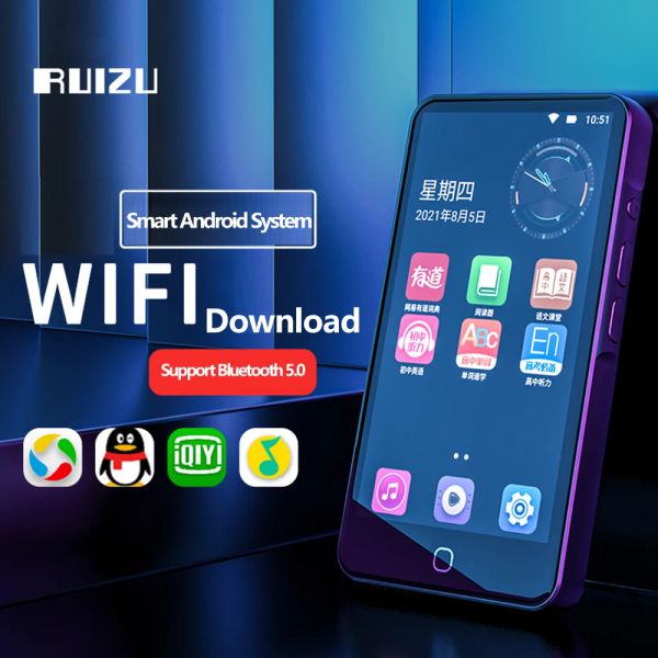 Spieler RUIZU H5 Android WiFi MP3-Player mit Bluetooth 5.0 Voll-Touchscreen 16 GB Hifi-Musik-Player-Unterstützung APP Download Lautsprecher Video