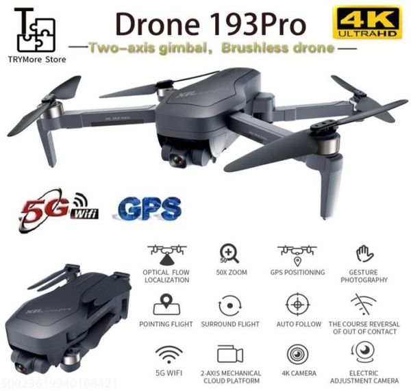 193PRO 2000 Metros Drone de Controle Remoto 4K HD FPV Twoaxis Gimbal Câmera Ajuste Elétrico 90 °GPS Siga-me FunctionTrack 4671997