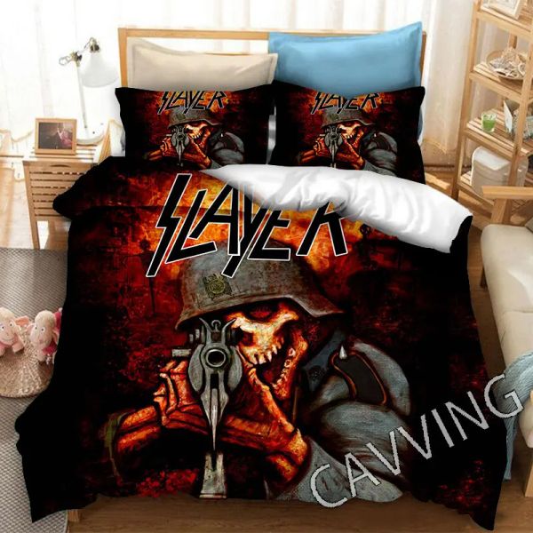 Pillaw Slayer Rock Band 3D Bedding Conjunto de ritmo de edredom Capas de travesseiros Tamanhos de quadro (EUA/UE/Au) 02