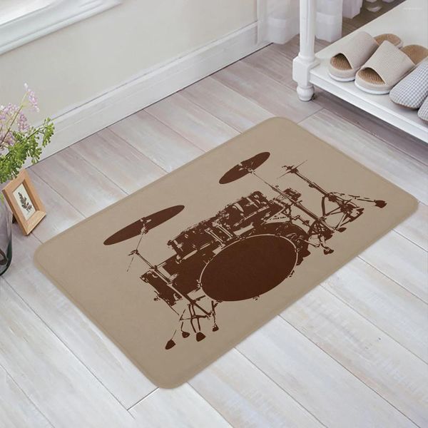 Tapetes jazz tambor equipamento de música quarto tapete entrada casa capacho cozinha porta do banheiro decoração tapete antiderrapante pé tapete