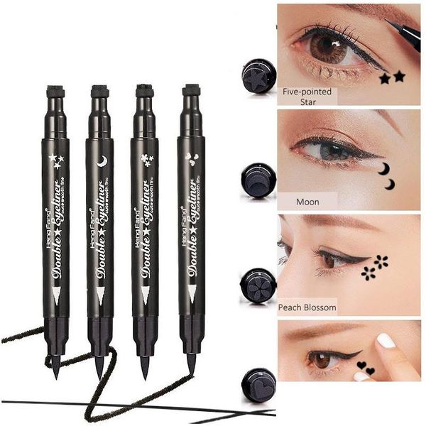 Eyeliner Heng Fang Niedlicher Dual-Stempel-Eyeliner-Stift, schnell trocknend, glatt, wasserfest, Anti-Schmutz-Eyeliner, schwarze Augen, Make-up, Drop-Lieferung, Healt Dhldz