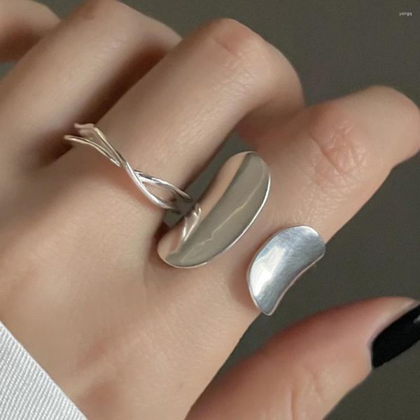 Cluster-Ringe BF Club 925 Sterling Silber Ring für Frauen Breites Kreuz X Finger offen Vintage handgemachte Allergie Party Geburtstagsgeschenk