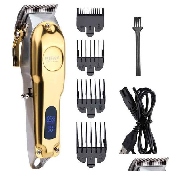 Clippers Trimmers Cabelo Clipper Set Aparador Elétrico Barbeador Sem Fio Homens Barbeiro Corte Hine para USB Recarregável Ouro 220121 Drop de Dhzhp