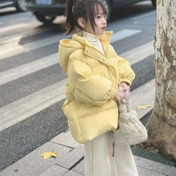 Piumino per ragazze Abiti invernali 2024 Cotone caldo stile coreano Bambino piccolo comodo capispalla moda giallo e nero