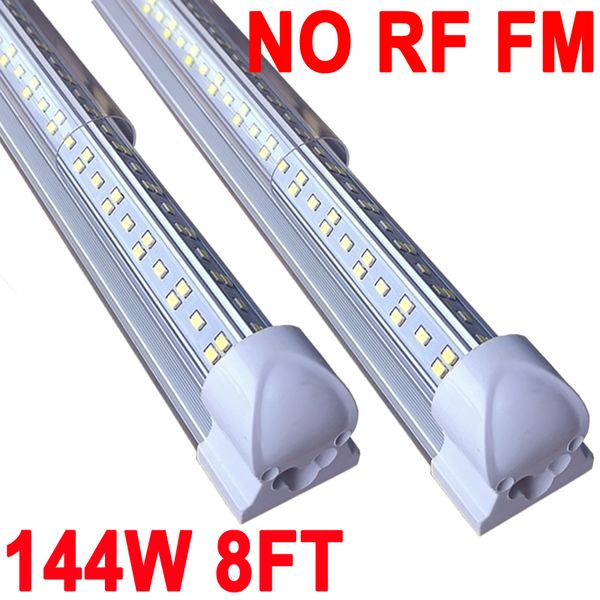 144W 8FT LED-Ladenleuchte, 144000lm 6500K superhelles Weiß, NO-RF RM verknüpfbare Deckenleuchte, V-förmige integrierte T8-LED-Röhrenleuchte Werkbankschrank crestech
