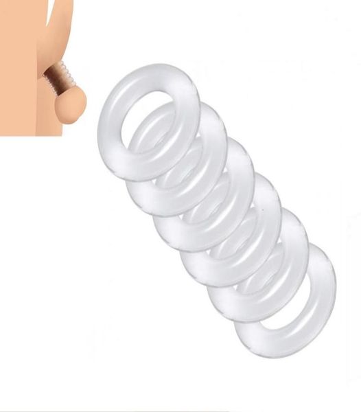 Brinquedo massageador masculino 6 peça 1 conjunto de silicone pênis bloqueio galo anel bondage ereção atraso ejaculação extensão reutilizável bola saco stret7448965