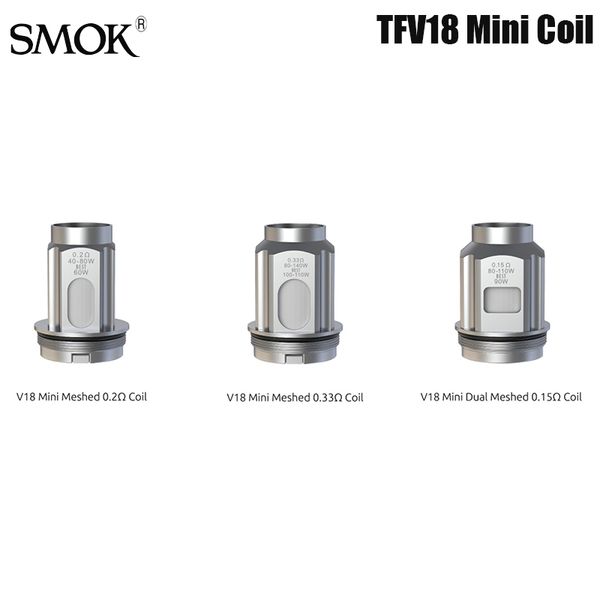 SMOK TFV18 Mini Coil V18-Mini 0,2 Ohm 0,3 Ohm Meshed Head für Fortis Kit 3 Stück/Packung Vape E-Zigarette Authentic