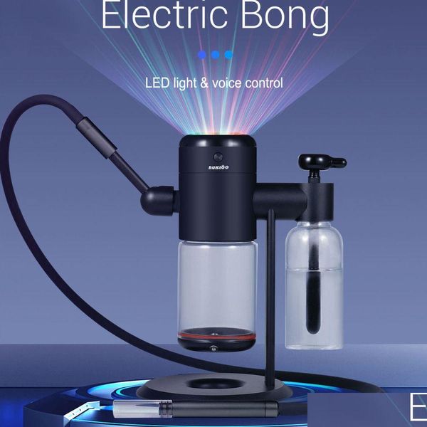 Altro Giardino domestico Bong elettrici Narghilè Bong in vetro Tubi dell'acqua Luce a led Borsa per narghilè a comando vocale Confezione regalo a 3 funzioni Drop Deliv Dha58