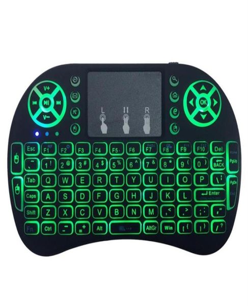 Dropship Mini Rii i8 Teclado Sem Fio 24G Air Mouse Controle Remoto Touchpad Backlight Retroiluminado para Smart Android TV Box Tablet Pc23334120