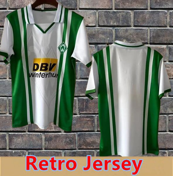 96 97 Werder Bremen Retro Maglie da calcio da uomo PFEIF ENBERGER Home Bianco Verde Maglie da calcio Uniformi a manica corta