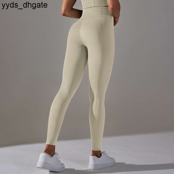 Lu Lu Pant Align Pattern Senza cuciture a quadretti Fitness Gym Scrunch Butt Leggings Pantaloni Allenamento Push Up Collant pantalone Lemon LL Jogger Lu-08 2024