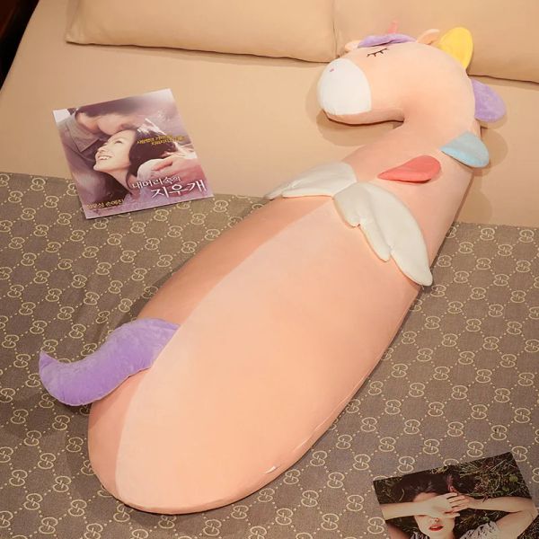 Kissen Riesengefüllte Tierplüsch Kissen Süßes Langes Einhorn Kissen Kawaii Dinosaurier Gans Hai -Bett Surround Waschkissen Kissen