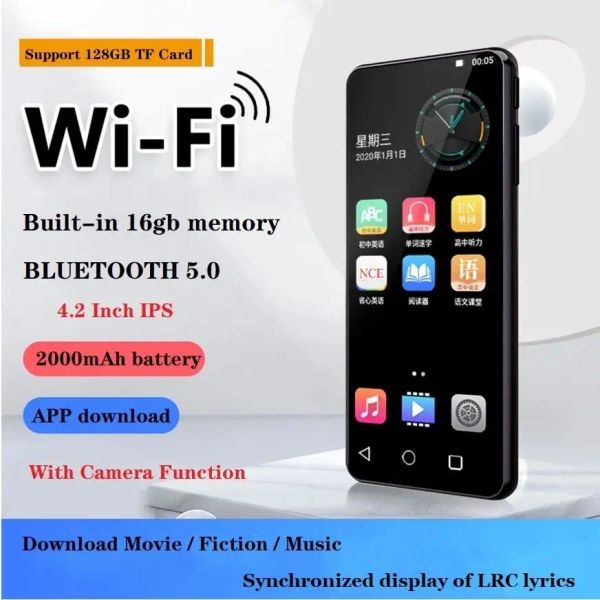 Player Mahdi M420 Smart Android 6.0 WiFi Bluetooth 4.2 polegadas Touch Screen TypeC Câmera de mídia de vídeo fina Gravação de rádio MP4 Music Player