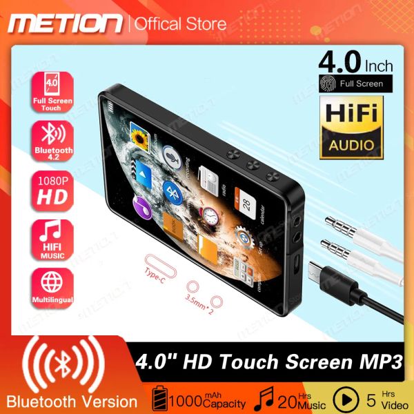 Jogadores NOVO 4.0 Polegada Full Touch Screen MP3 Player Bluetooth Builtin16GB Alto-falante HiFi Lossless Sound Mp4 Player 1080P Vedio / FM / Rádio / Mp5