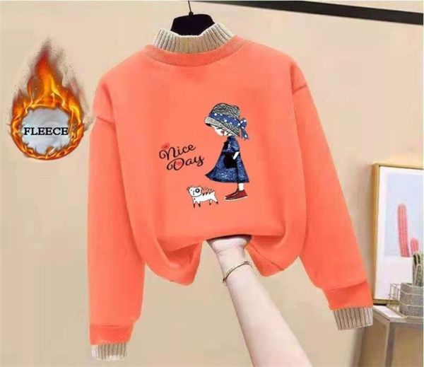 Kızlar Kış Sweatshirt Kalın Polar Külot Üstleri Moda Çocuklar Günlük Dış Giyim Genç Basılı Baskı İç Çamaşır Kıyafetleri 2101181821810