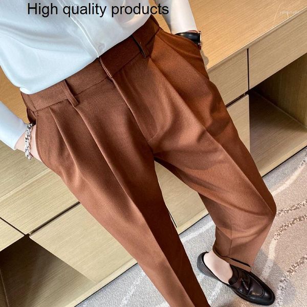 Herrenanzüge 2024 Männer Hohe Qualität Schwarz Grau Kleid Anzug Hose Frühling Mann Hosen Koreanische Slim Fit Casual Knöchel Länge Streetwear 36