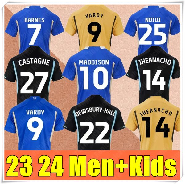 23 24 Fußballtrikots BARNES Tielemans Home Away VARDY MADDISON IHEANACHO AYOZE NDIDI DAKA LOOKMAN City Home 2023 2024 Vardy Fußballuniformen Herren Kdis Kit