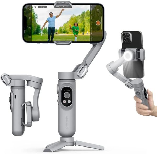 Handheld-Gimbal-Stabilisator 3-Achsen Smart X Pro Professional für Smartphone, kabelloses Laden, OLED-Display, LED-Licht, Fokusrad
