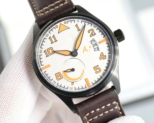 Menwatch Watch Mens Big Uhren Hochwertige Auto Mechanik Uhren Super Luminous Date Watchmen Lederband Montre Pilot Luxe Swte
