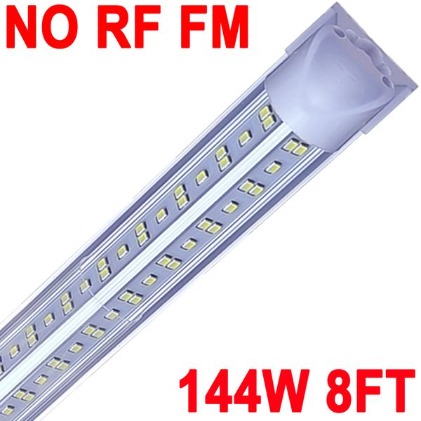 LED-Ladenleuchte 8 Fuß, 144 W LED-Röhrenleuchte, 8 Fuß klare Abdeckung, kühles Weiß 6500 K, V-förmige integrierte Halterung, Kühltürbeleuchtung, 25 Stück, Lager crestech