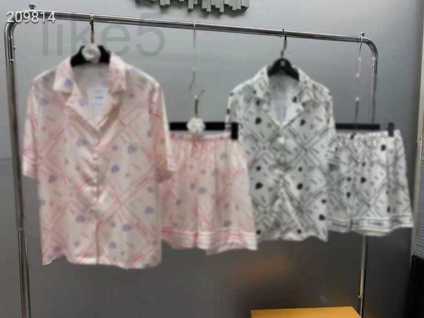Женская дизайнерская пижама с цветком камелии для сна, летние женские пижамы, шелковый жаккардовый дизайн, ночная рубашка, комплект, брюки с короткими рукавами, домашняя одежда из двух предметов для женщин Z7UR