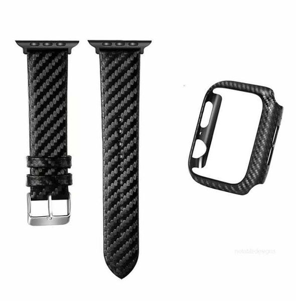 Designer für Apple Watch-Bänder 44 mm 38 mm 40 mm 42 mm Leder-Carbonfaser-Gehäuseband 2-teiliges Set iWatch-Band Sportarmband Smart Straps Uhrenarmbänder DesignerIKHPIKHP