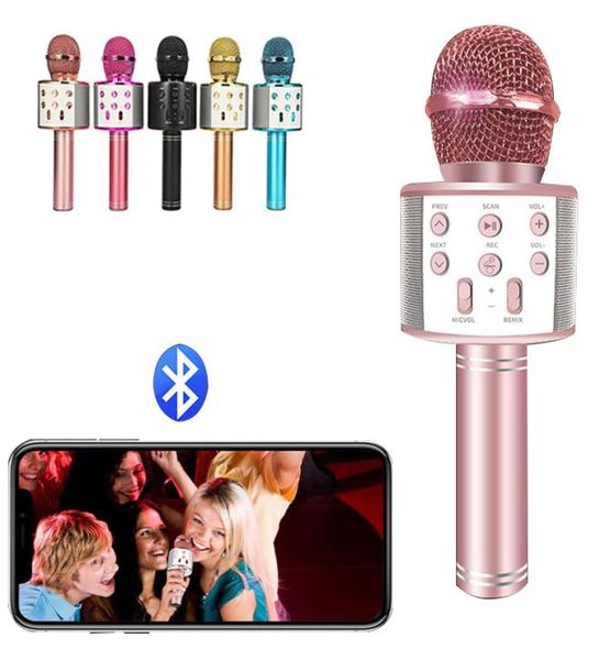 AAA Qualität WS858 Professionelle Bluetooth Mikrofon Lautsprecher Handheld Wireless Karaoke Mic Musik Player Singen Recorder KTV Für I2108101