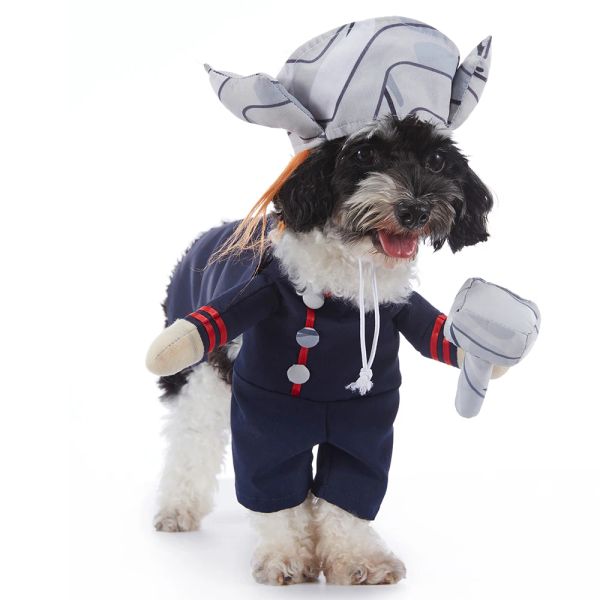 Conjuntos cão traje de halloween thor vermelho pirata pizza entrega homem traje engraçado bonito traje de natal chapéu terno gato cão festa de férias