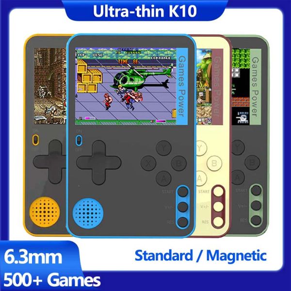 Giocatori K10 Mini Console per videogiochi portatile Gioco retrò Lettore di giochi portatile Ultra sottile 6,3 mm 2,4 pollici 500 giochi classici per bambini Ragazzi