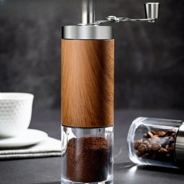 Coleção moedor de grãos de café portátil grão madeira aço inoxidável manivela mão ferramenta cozinha 240223