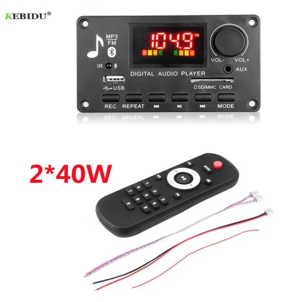 Player Kebidu DC 5V26V 2 * 40W Amplificador MP3 Decodificador Board Controle de volume Bluetooth5.0 80W MP3 Player Módulo USB FM AUX Gravação de rádio