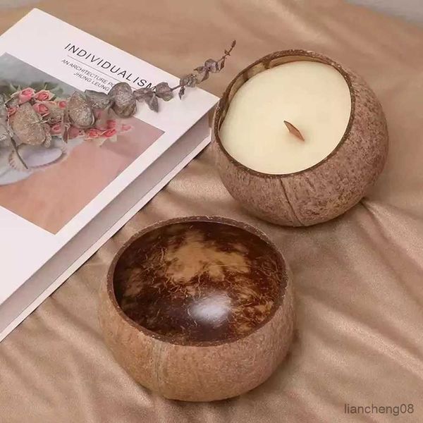 Candele Tazza di candela profumata con guscio di cocco con cera di soia Contenitore per ristorante creativo Decorazione domestica Semplice nordico