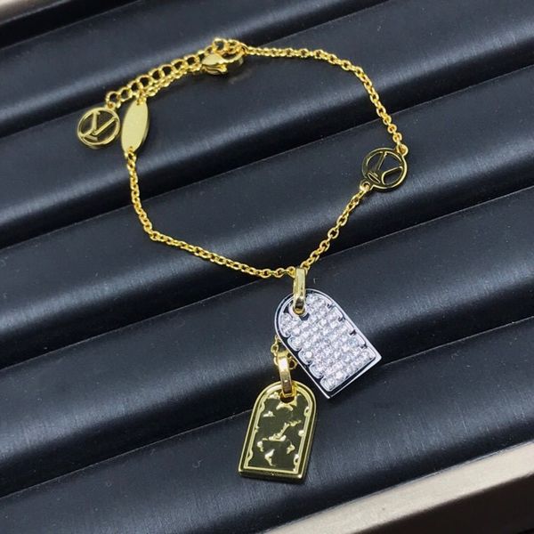 Armband-Designer New Full Star Farbtrennung Doppelmarke L Charm-Armband Gold- und Diamant-Doppelreihenarmband Geschenkschmuck