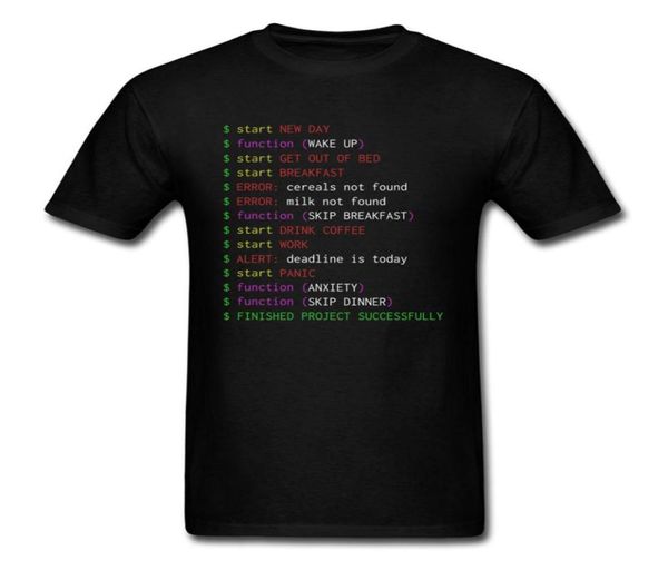 Pazartesi Programcı Tshirt Komik Giysiler Geek Chic Erkekler Üstler Komik Deyiş Pamuk Tees Siyah Tişörtler Yeni Varış CX2006172697910