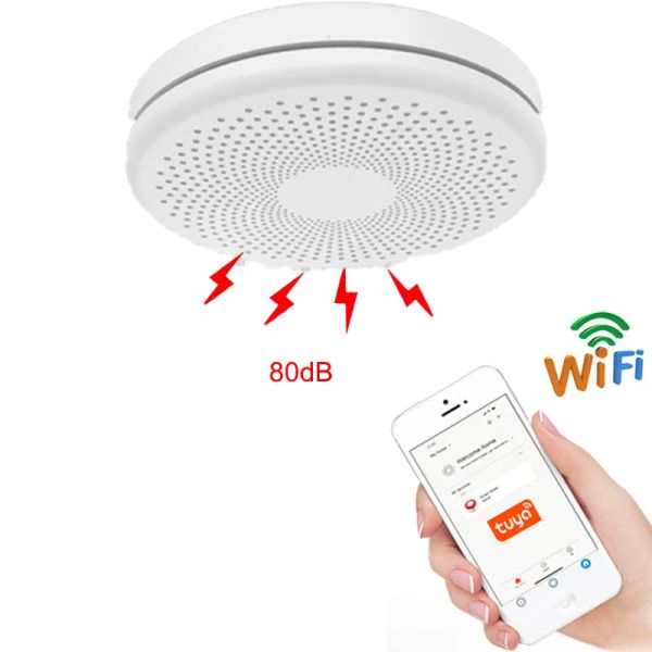 Detector tuya app wifi alarme proteção contra incêndio detector de vazamento de fumaça sensor de monóxido de carbono co Warner independente dispositivo à prova de fogo para casa inteligente