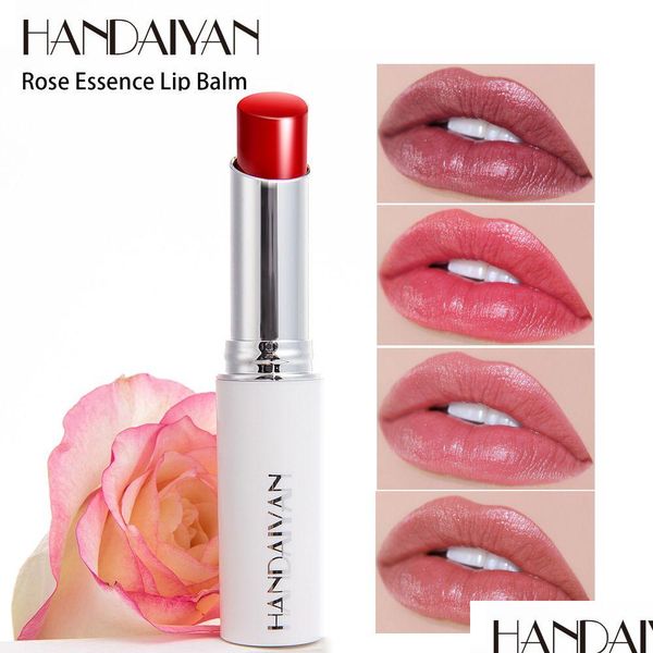 Lippenbalsam, Rosenessenz, getönter Lippenbalsam, ätherisches Öl, feuchtigkeitsspendend, nahrhaft, reparierend, langanhaltend, Lippenstift, natürliche Lippenpflege, Make-up-Tropfen, Dhdca