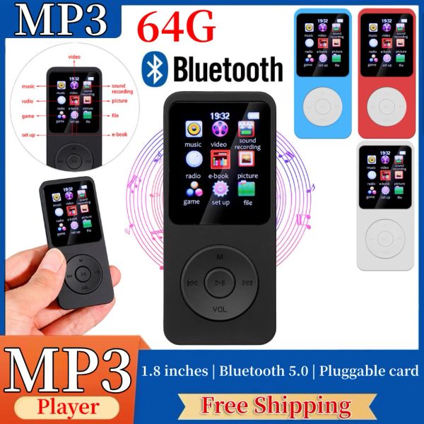 Oyuncu 1.8 inç Portable Mp3 Oyuncu Walkman Bluetooth 5.0 HiFi Kayıpsız Ses Öğrenci Sporları Çalışan Mp3 Müzik Oyuncu FM Radyo
