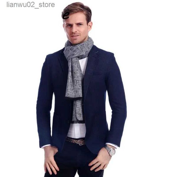 Sciarpe Designer brand grigio argento inverno business sciarpa da uomo morbida striscia adesiva sciarpa mista A3A18900 Q240228