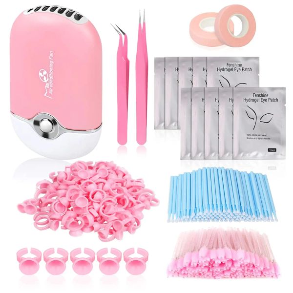 Fotografie-Wimpernverlängerungs-Zubehör-Set, Wimpernventilator, Trockner, Augenpads, Flicken, Pinzette, Kleberinge, Mascara-Stäbe, Mikrobürsten, Applikatoren