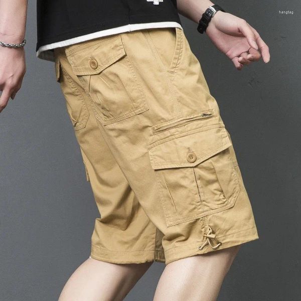 Shorts masculinos verão carga casual moda oversize calças curtas multi-bolso militar cortado homme calças de algodão