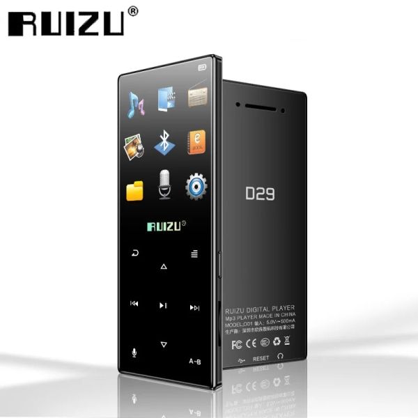 Jogadores Novo Original Ruizu D29 Bluetooth Mp3 Player Áudio Portátil 8GB HiFi Lossless Music Player Construído em Alto-falante FM Rádio Ebook Relógio