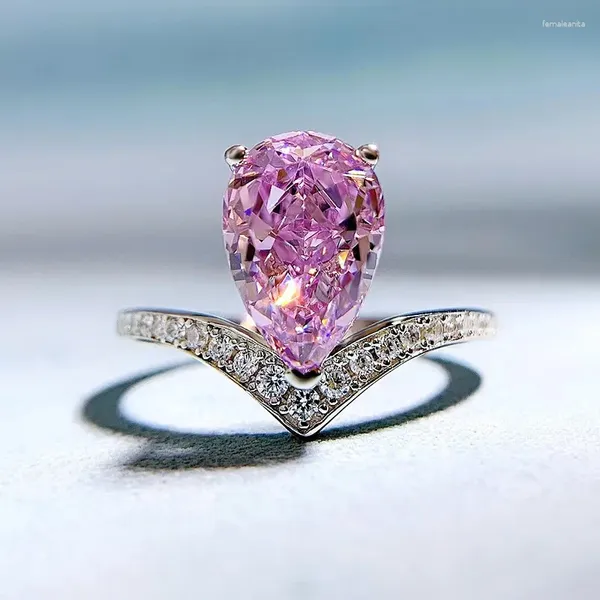 Küme halkaları Springlady Luxury 925 STERLING Gümüş 7 11mm Armut Kesme Yüksek Karbonlu Elmas Düğün Partisi Famal Fine Jewelry